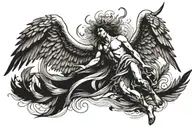 Icarus falling angel with feathers tattoo design idea