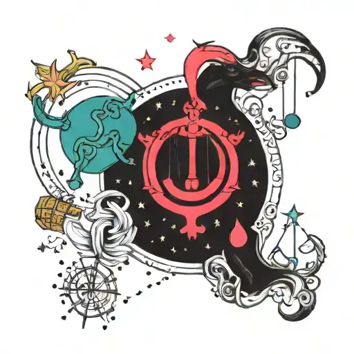 Libra and Taurus constellation made tattoo design idea