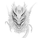 Create an image featuring a powerful dragon surrounded by vibrant roses, executed in the style of traditional American t tattoo design idea