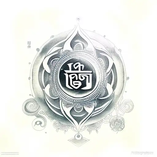 Ohm, karma and om mani padme hum tattoo design idea