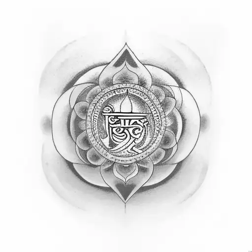 karma and om mani padme hum tattoo design idea