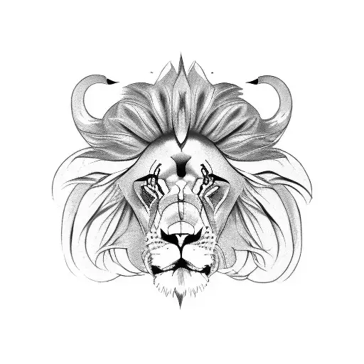 lion and elephant hake and half tattoo design idea