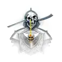 a knight piercing a skull with his sword while kneeling down in Greece tattoo design idea