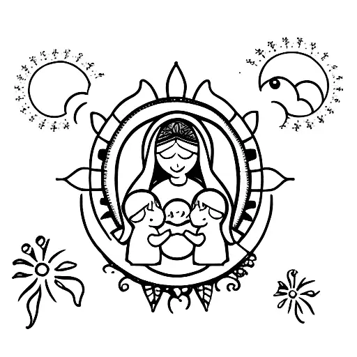 baby Jesus an mother mary tattoo design idea