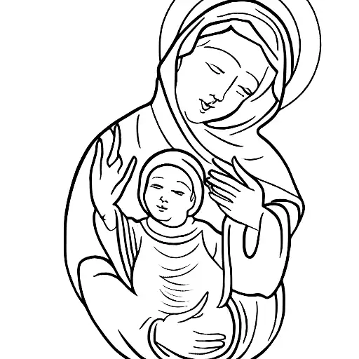 baby Jesus an mother mary tattoo design idea