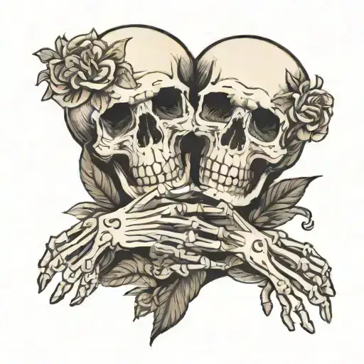 Skeleton hand holding each other grave  tattoo design idea