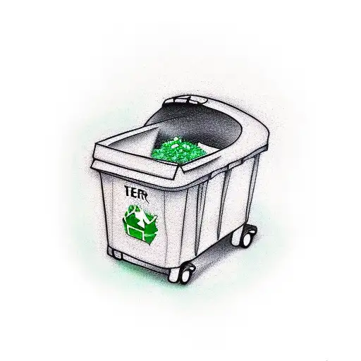 green dumpster on fire tattoo design idea