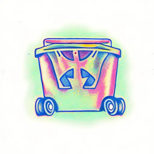 green dumpster on fire tattoo design idea