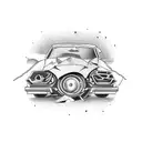 car crash with motocycle  tattoo design idea