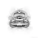 car crash with motocycle  tattoo design idea