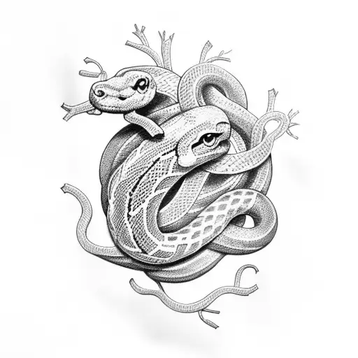 heart with snake scales tattoo design idea