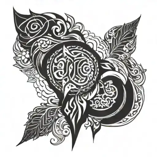 people tribe style black tattoo design idea