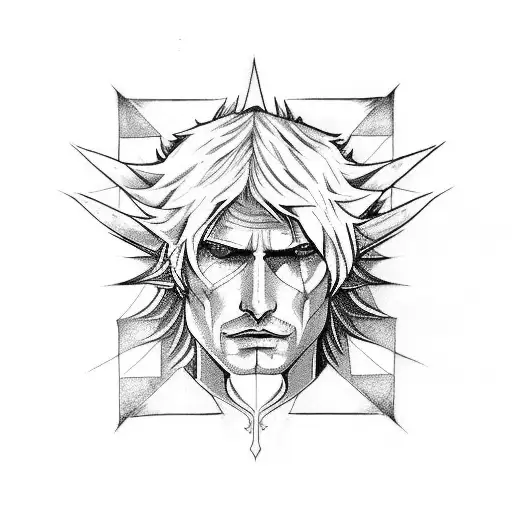 Geometric Dante With Devil May Cry Tattoo Idea - BlackInk AI