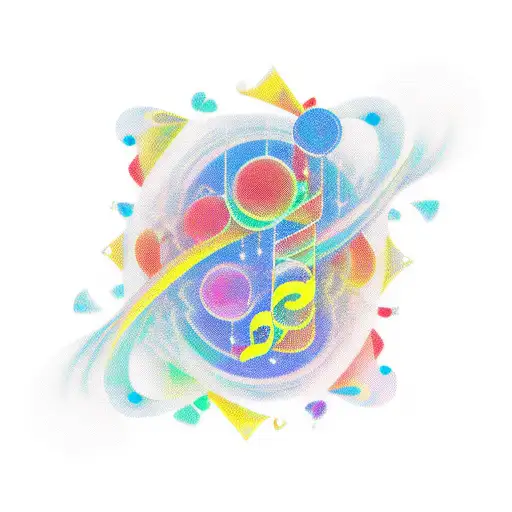 descending music staff with notes curving around semicolon. puzzle pices hidden. tattoo design idea