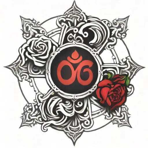 om symbol and sacred heart of christ crucifixion tattoo design idea