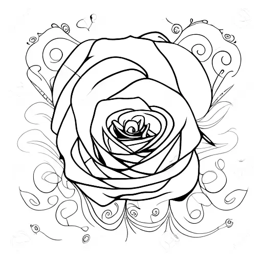 A delicate black rose with thorns, surrounded by swirling smoke, representing the intersection of goth aesthetics and spirituality tattoo design idea