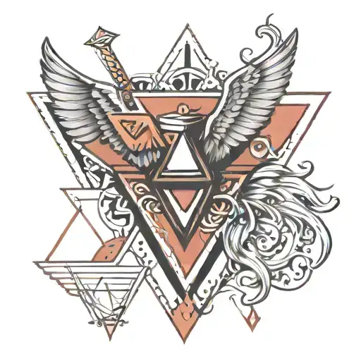 double triangle with wings spread wide tattoo design idea