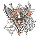 double triangle with wings spread wide tattoo design idea