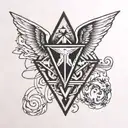 double triangle with wings spread wide tattoo design idea