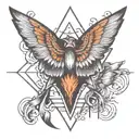 double triangle with wings spread wide tattoo design idea