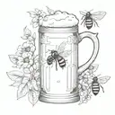 beer mug and bee hive tattoo design idea