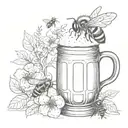 beer mug and bee hive tattoo design idea