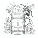 beer mug and bee hive tattoo design idea