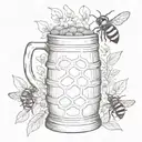 beer mug and bee hive tattoo design idea