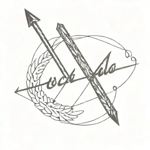 Create only word 'propiedad de oscar'  with an arrow pointing down tattoo design idea