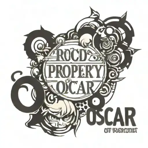 word 'property of oscar' written tattoo design idea