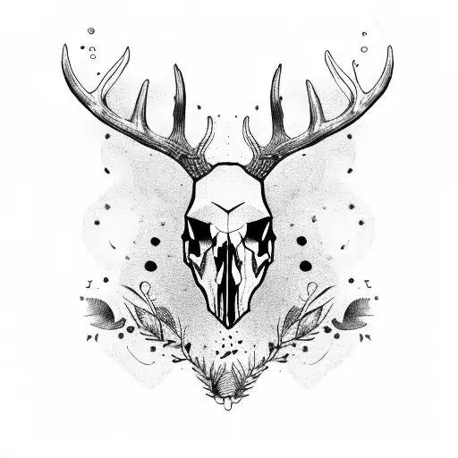deer skull tattoo design idea