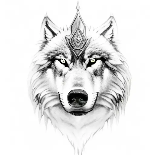 giant wolf and guardian angel  tattoo design idea