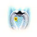 A realistic portrait of a beluga whale swimming among sunflowers tattoo design idea