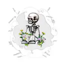 A new-school design featuring a skeleton reading a book surrounded by daisies tattoo design idea