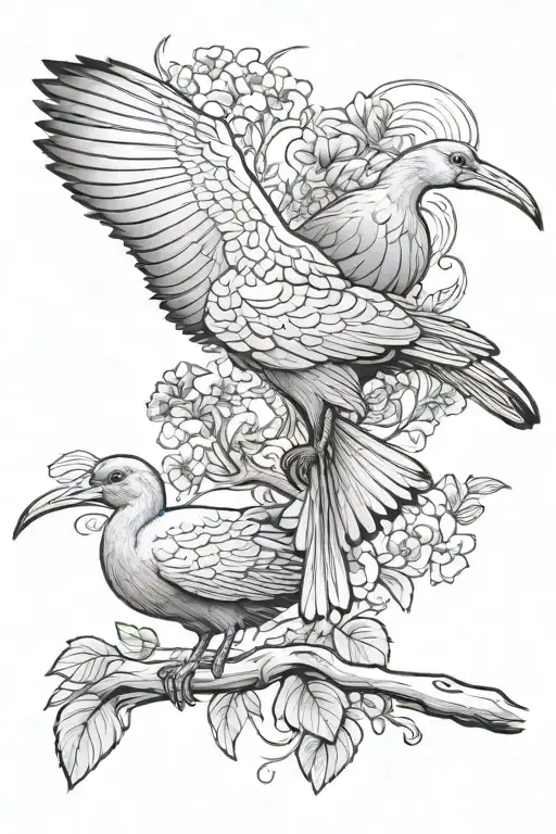 scarlet ibis bird tattoo design idea