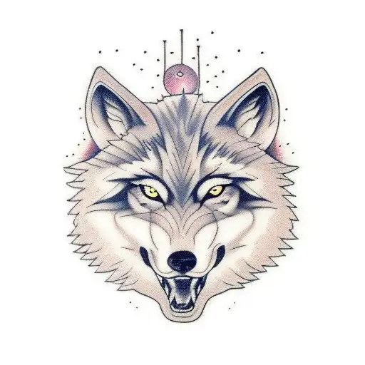 wolf howling tattoo design idea