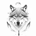 wolf howling with moon tattoo design idea