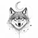 wolf howling with moon tattoo design idea