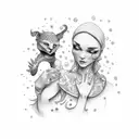 mother and son tattoo design idea