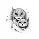 mother and son tattoo design idea