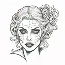 beautiful vampire lady head tattoo design idea