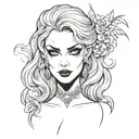 beautiful vampire lady head tattoo design idea
