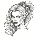 beautiful vampire lady head tattoo design idea