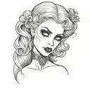 beautiful vampire lady head tattoo design idea