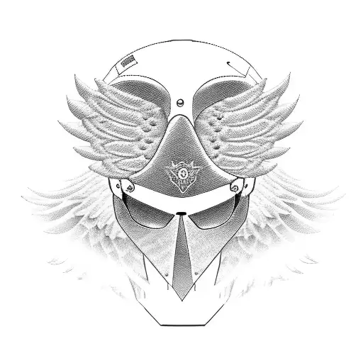 motorcycle helmet with angel wings tattoo design idea