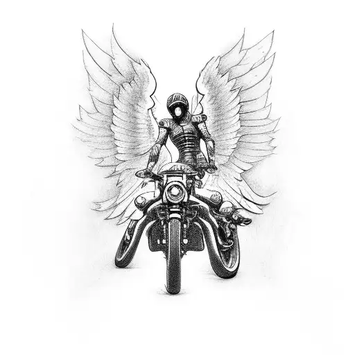 an angel riding a motorcycle tattoo design idea