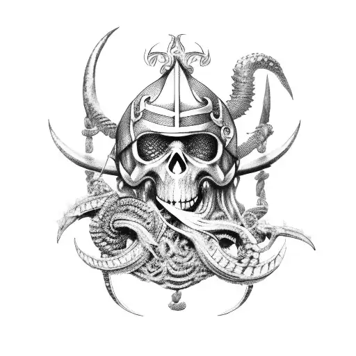 pirate ocean viking sea monsters tattoo design idea