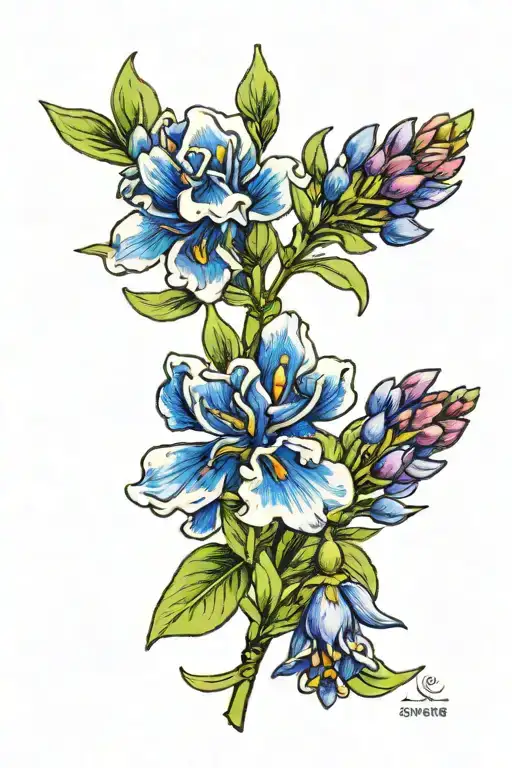 bluebonnet tattoo design idea
