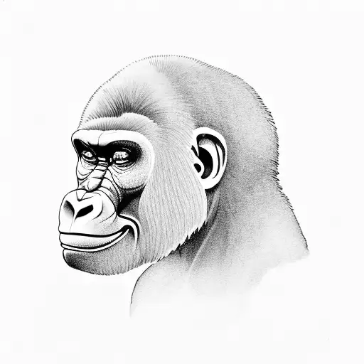 gorilla head partly skull face tattoo design idea