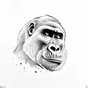 gorilla head partly skull face tattoo design idea